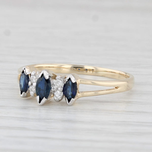 0.37ctw Marquise Blue Sapphire Diamond Ring 10k Yellow Gold Diamond Accents