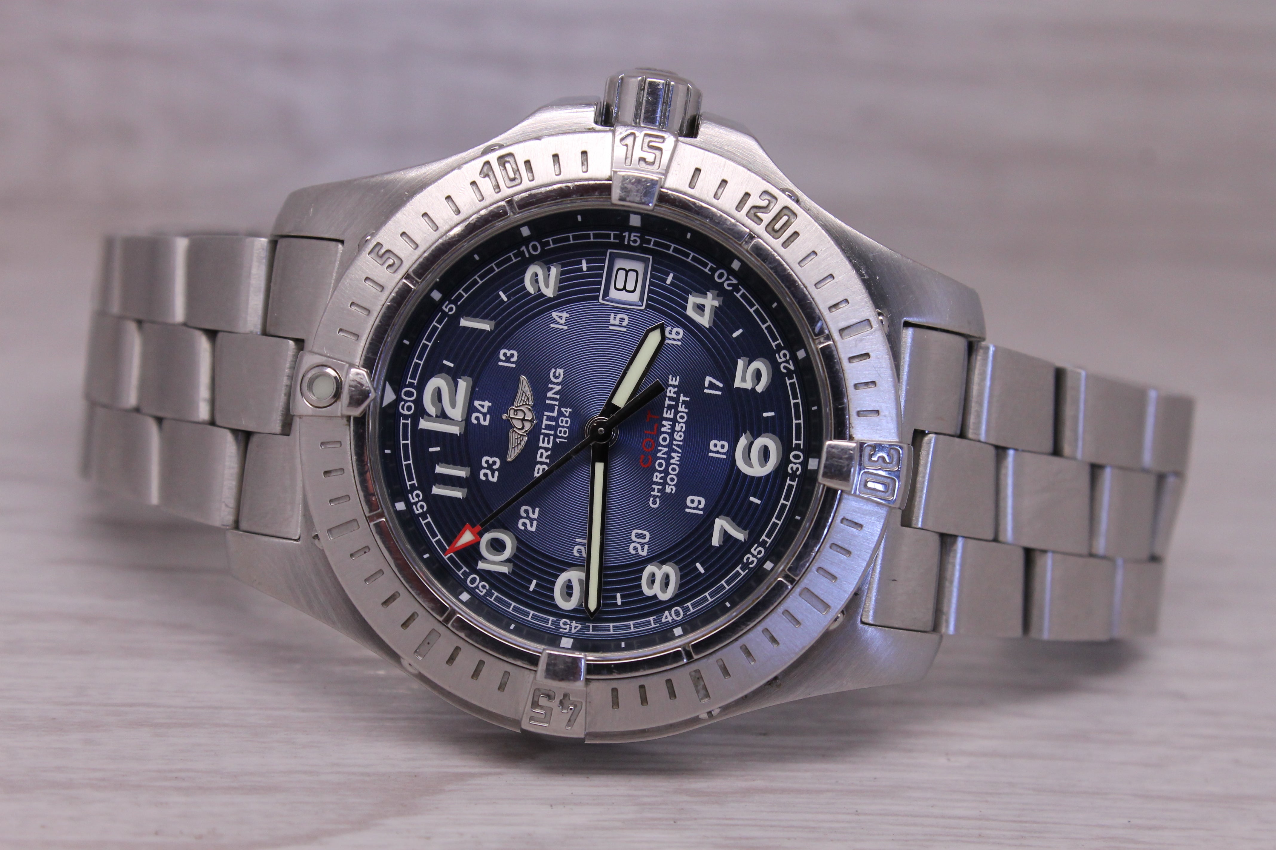 Breitling Colt Chronometre Mens 41mm Steel Quartz Divers Watch FULL SET A74380