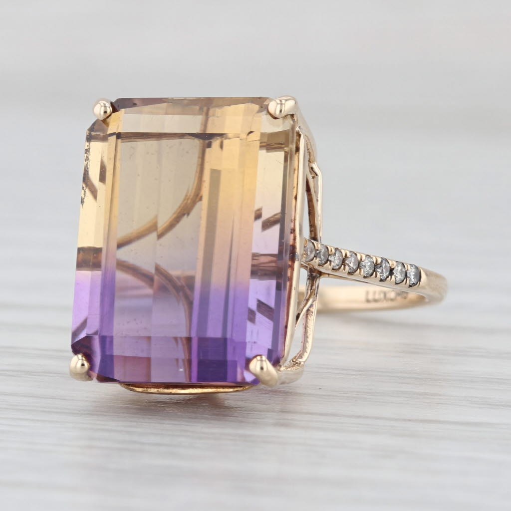 11.32ctw Ametrine Diamond Ring 10k Yellow Gold Size 8 Cocktail
