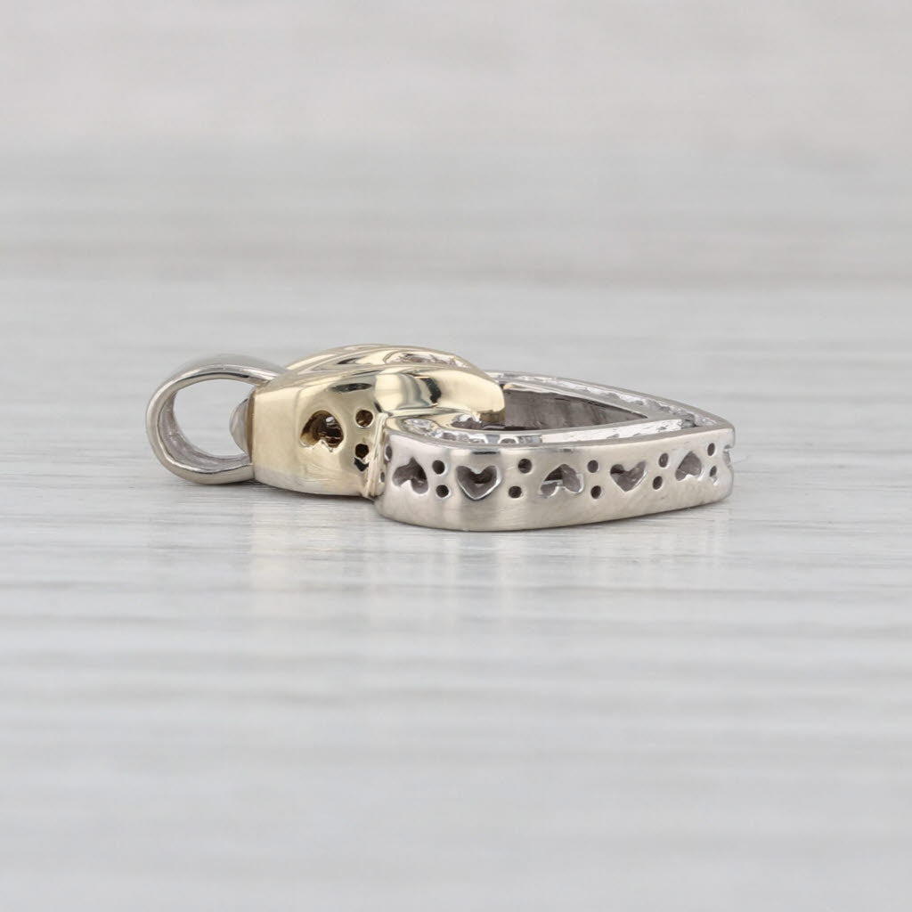 0.18ctw Diamond Open Heart Pendant 10k White Yellow Gold