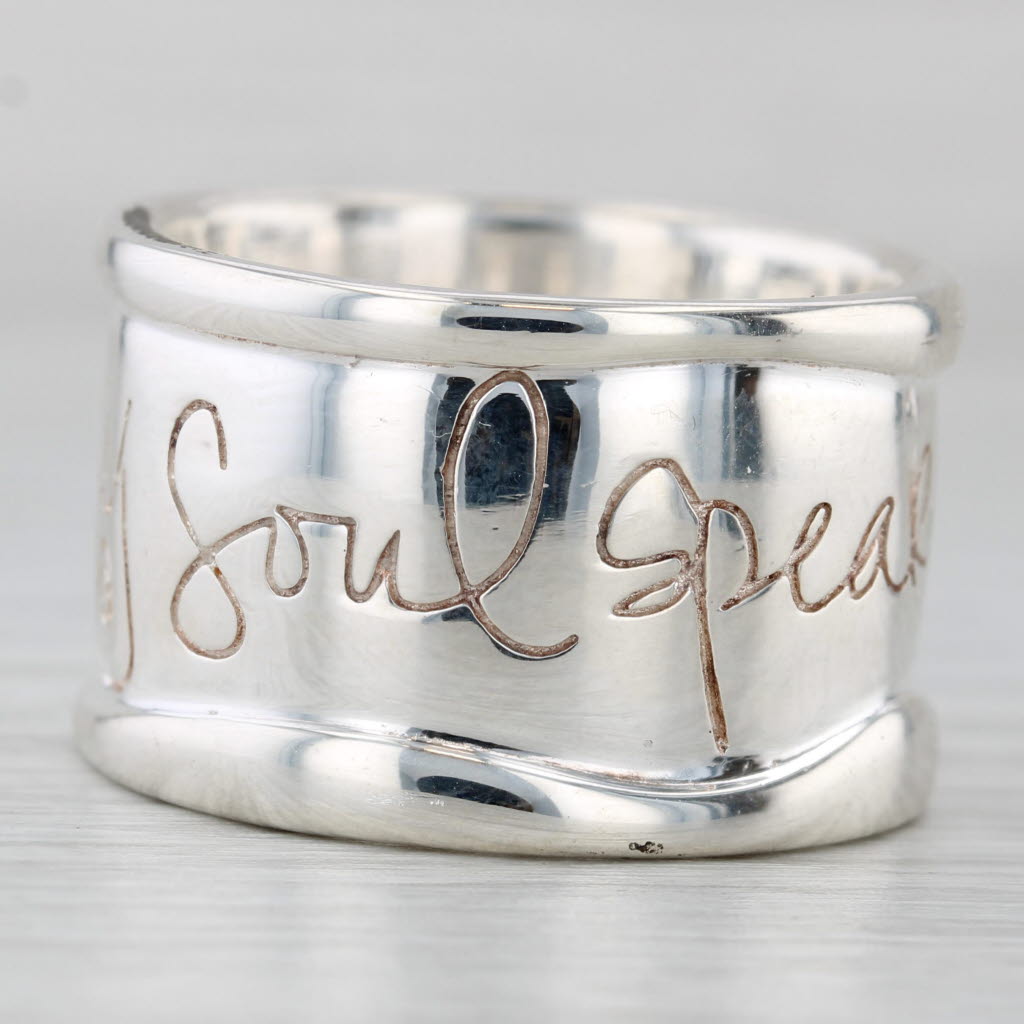 Light Gray Hear My Soul Shawn Killinger Ring Sterling Silver Statement Band Size 10.5