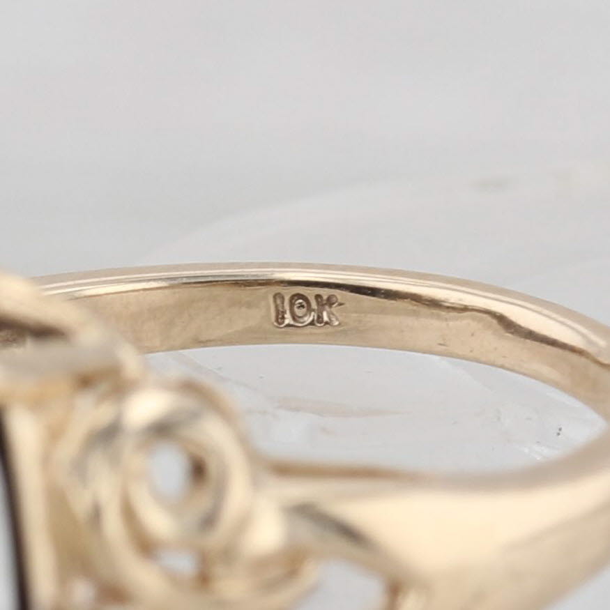 12.03ct Obsidian Diamond Ring 10k Yellow Gold Size 7 Cocktail
