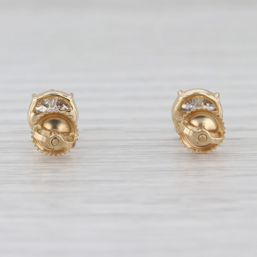 0.70ctw Diamond Cluster Stud Earrings 14k Yellow Gold Screw Back Studs
