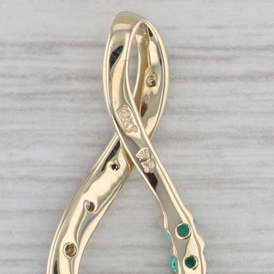 Gray 0.32ctw Lab Created Emerald Teardrop Pendant 10k Yellow Gold Diamond Accents