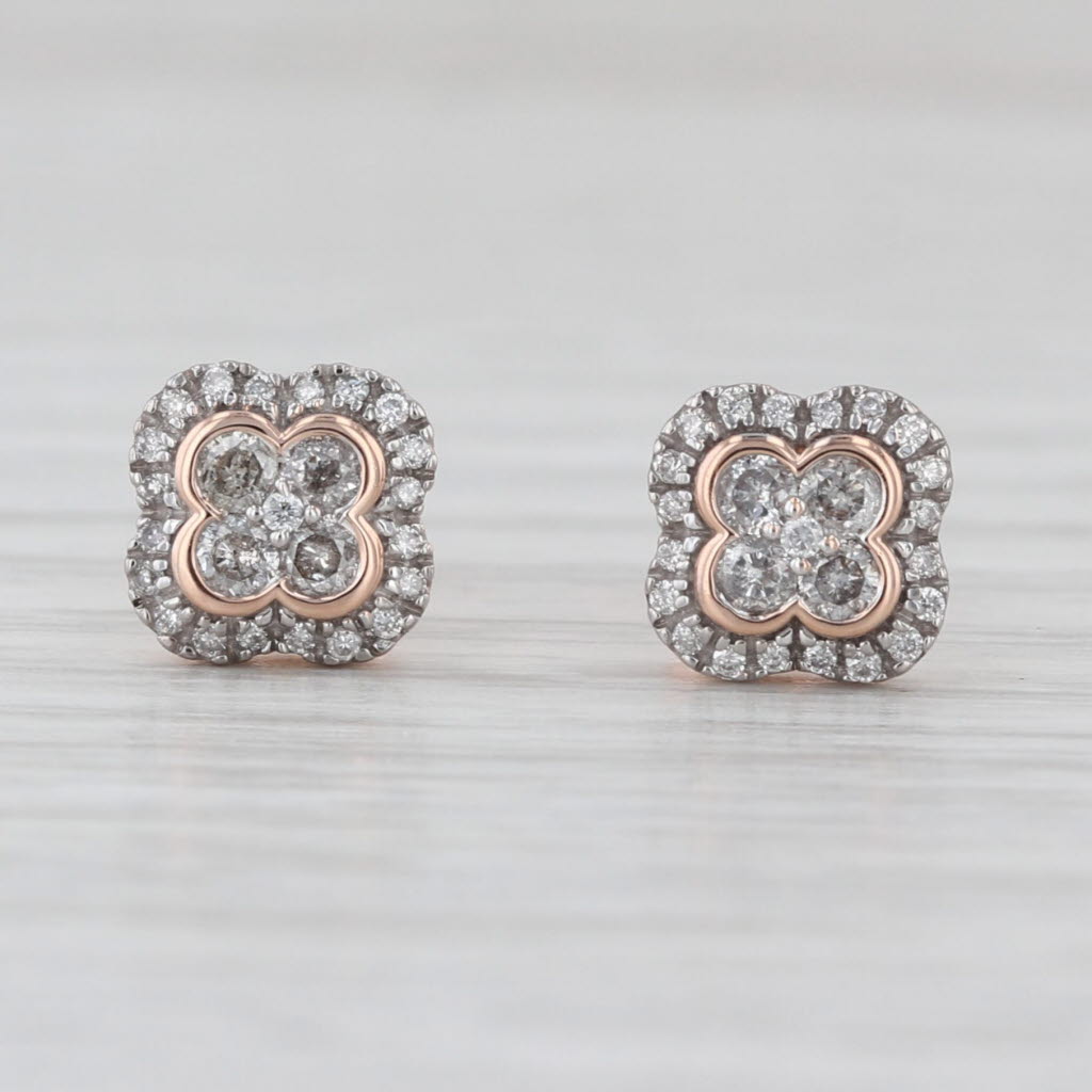 0.28ctw Diamond Halo Stud Earrings 14k Rose Gold Studs