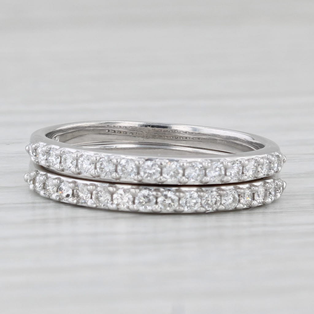 Light Gray 0.50ctw Diamond Wedding Band 14k White Gold Size 7 Set of 2 Wedding Rings