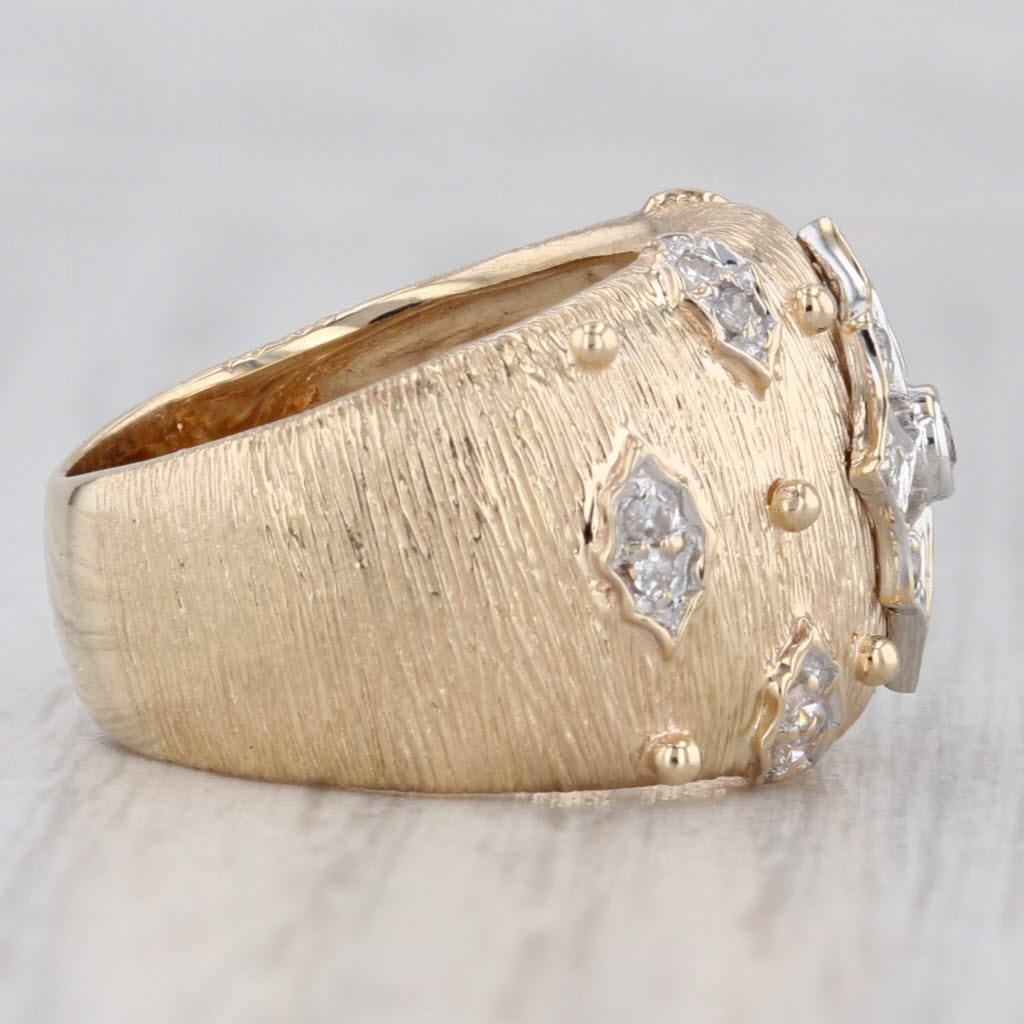 Light Gray 0.20ctw Diamond Snowflake Ring 14k Yellow White Gold Size 5.5 Cocktail