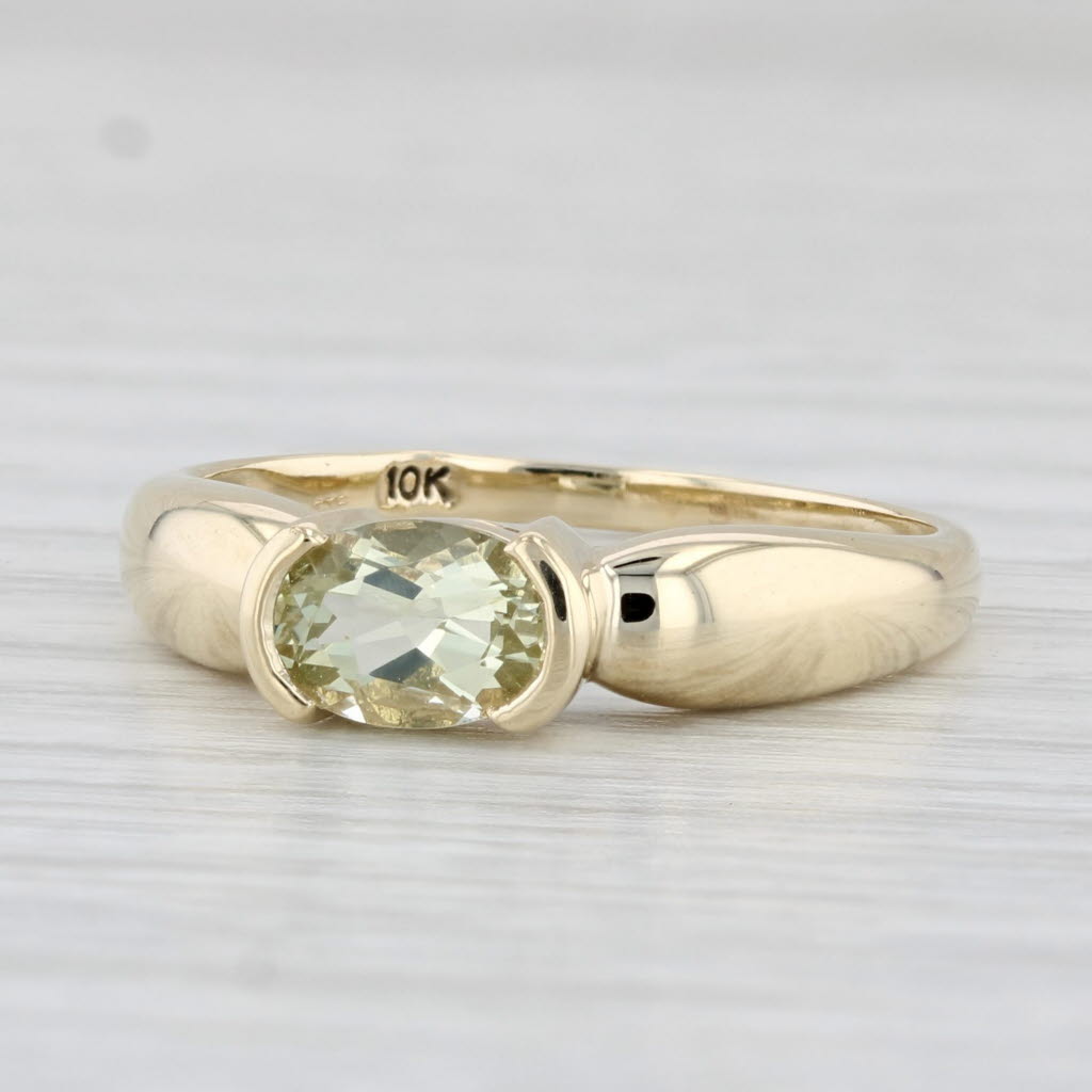 Light Gray 0.80ct Yellow Citrine Ring 10k Yellow Gold Size 8.25 Oval Solitaire