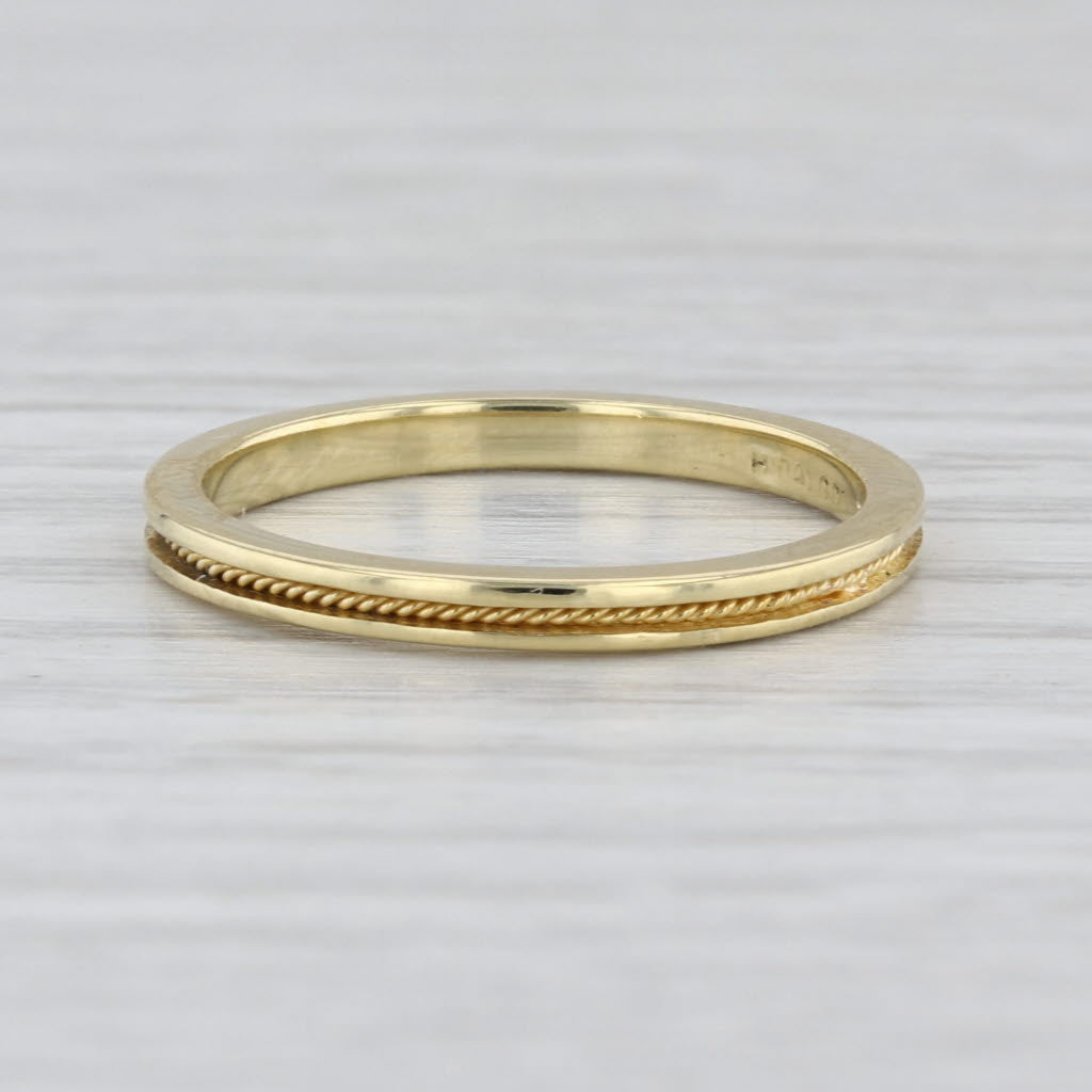 Hidalgo Rope Accented Ring 18k Yellow Gold Size 7.5 Stackable Wedding Band