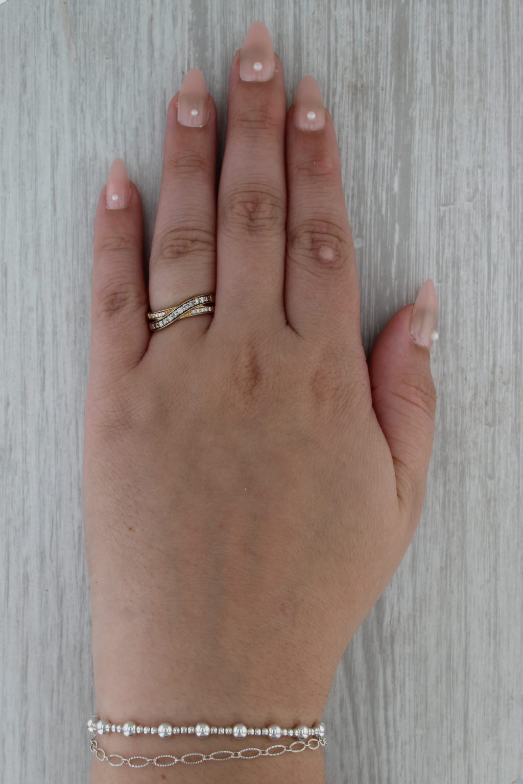 Le Vian 0.23ctw Diamond Cross Over Ring 14k Yellow Gold Size 6.75 Stackable Band