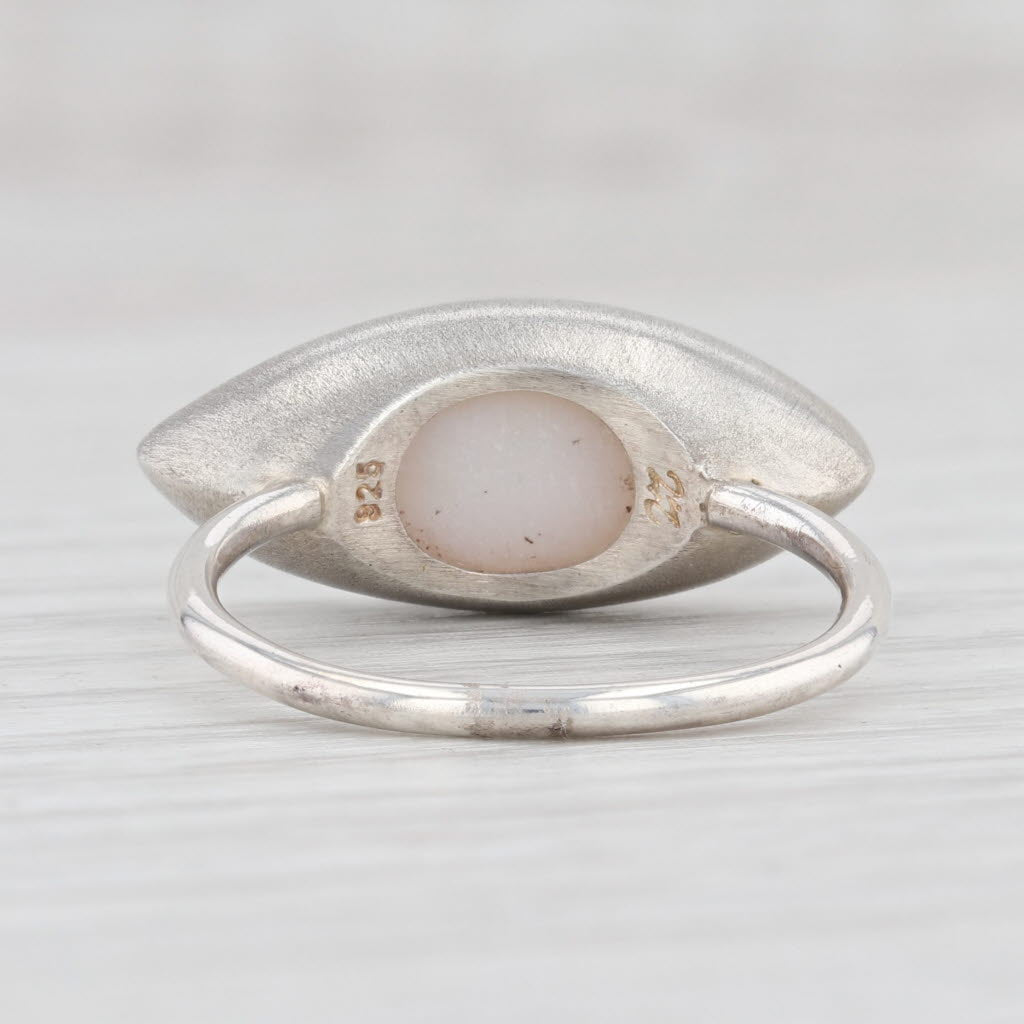 New Nina Wynn White Druzy Quartz Sterling Silver Statement Ring Size 7.25