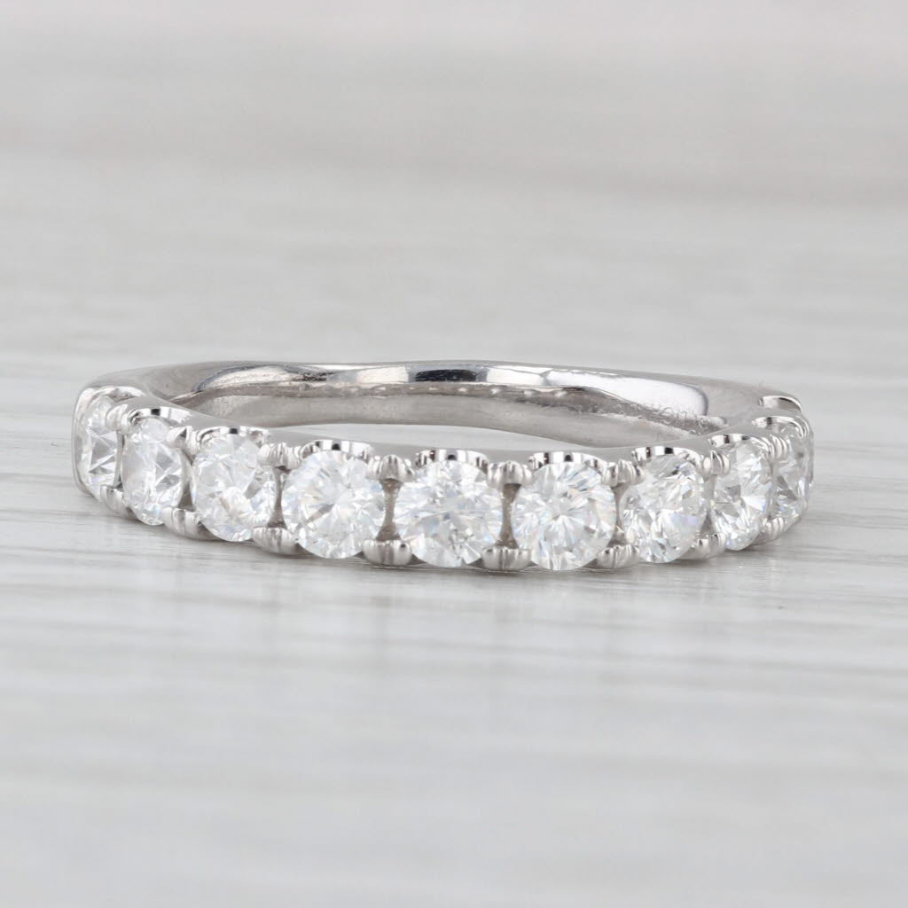 Leo First Light 1.45ctw Diamond Wedding Band Box GSI Sz 7.5 14k White Gold Ring