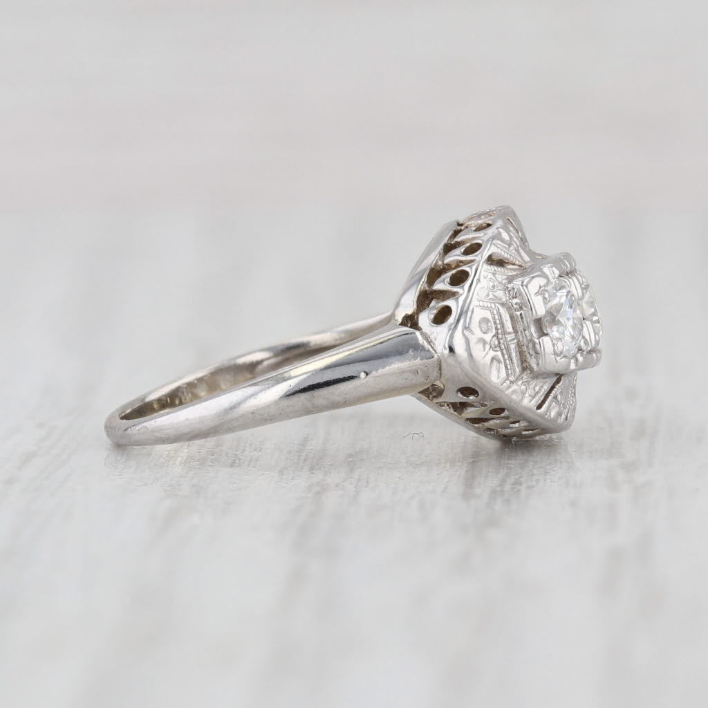 Vintage 0.45ctw Diamond 3-Stone Princess Ring 10k White Gold Size 4.5