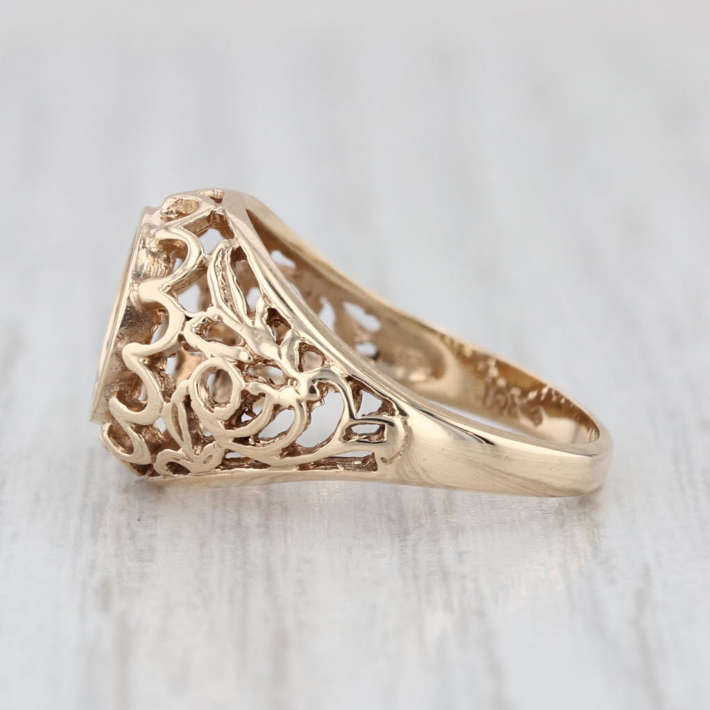 Chinese Panda Coin Copy Ring 10k Yellow Gold Size 6 Signet