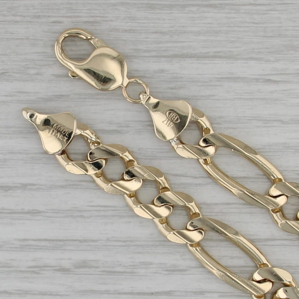 Men's Figaro Chain Bracelet Solid 10k Yellow Gold 8.75" 10.5mm 30.9g