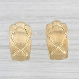 Champesan Crosshatch Hoop Earrings 18k Gold Italian Hinged Snap Top Round Hoops