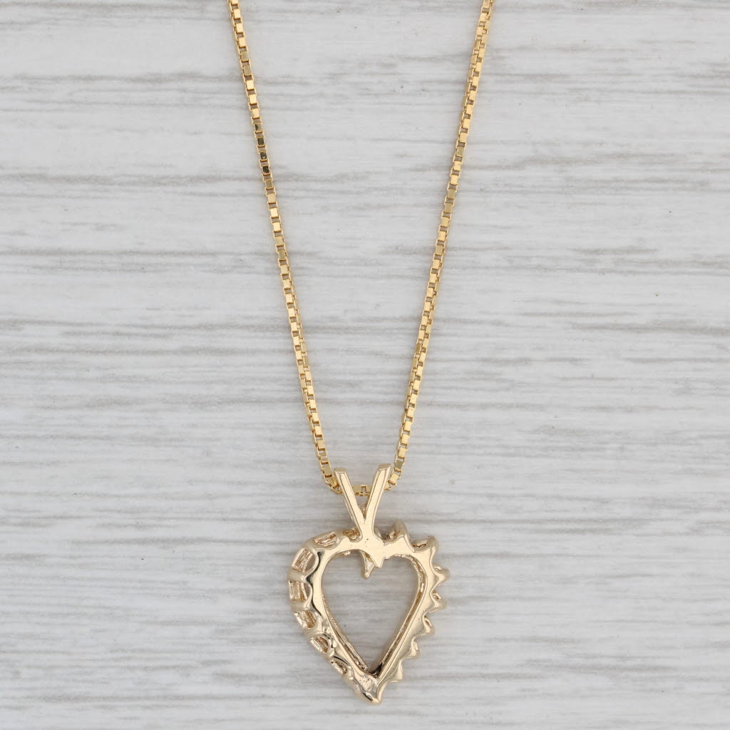 Gray 0.15ctw Diamond Heart Pendant Necklace 14k Yellow Gold 17.75" Box Chain