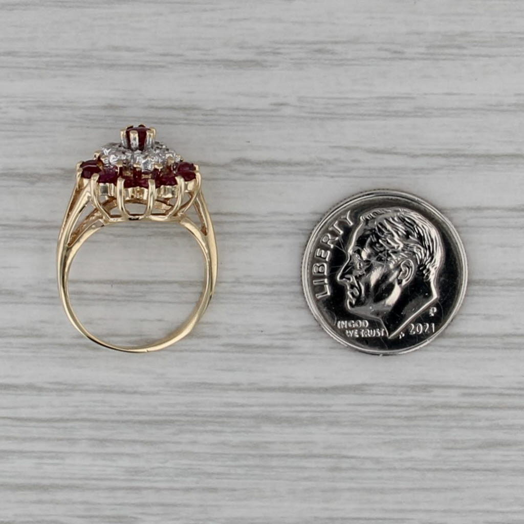 1.28ctw Ruby Diamond Flower Ring 10k Yellow Gold Size 4