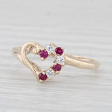 Lab Created Ruby Cubic Zirconia Heart Ring 10k Yellow Gold Size 7