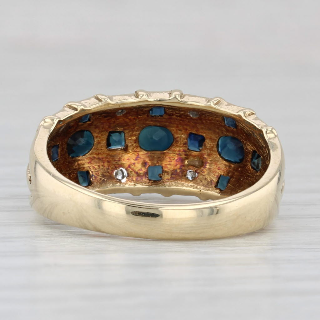 Light Gray 0.66ctw Blue Sapphire Diamond Ring 14k Yellow Gold Size 7.25