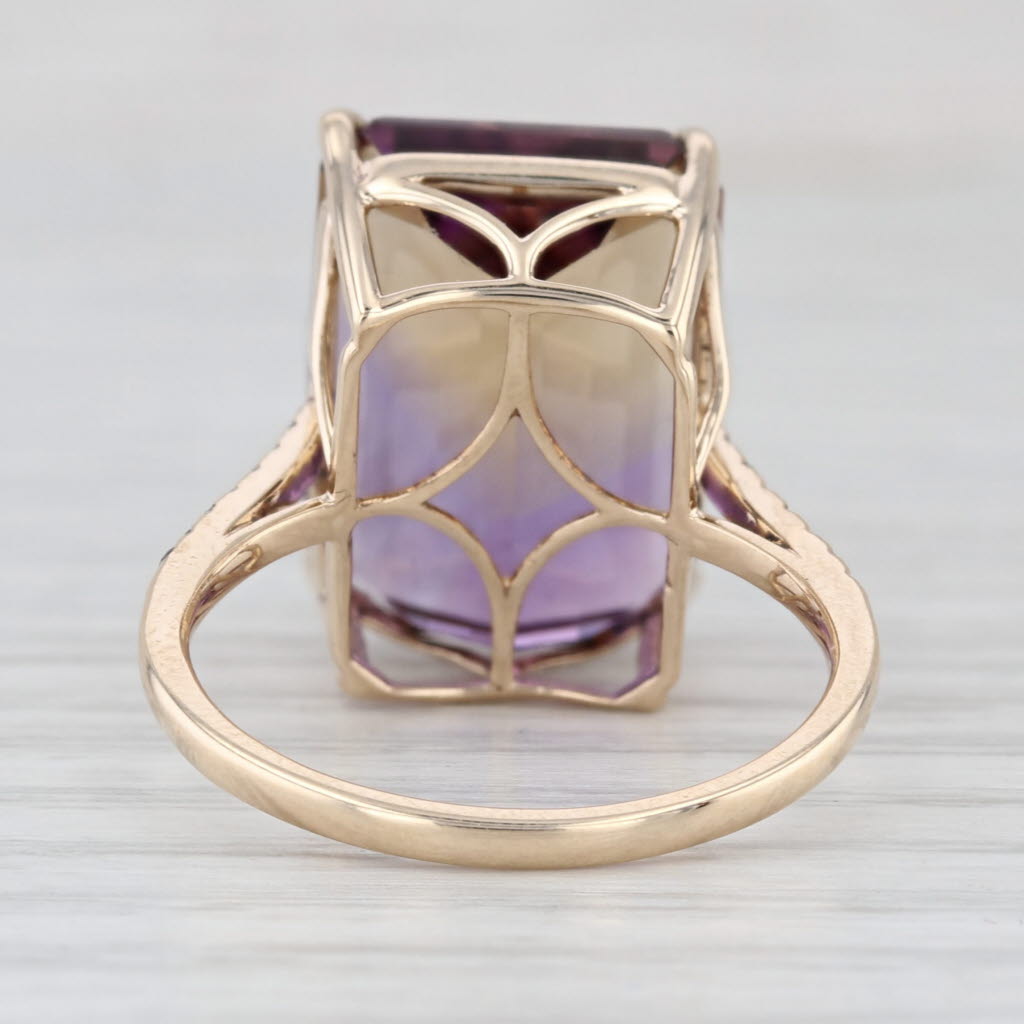 11.32ctw Ametrine Diamond Ring 10k Yellow Gold Size 8 Cocktail