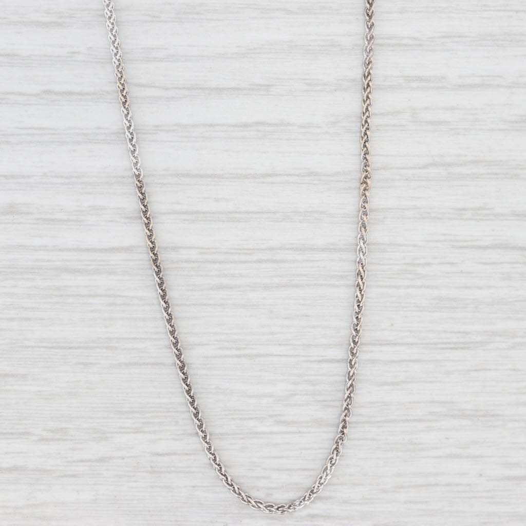 Wheat Chain Necklace 29.75" 1.4mm 14k White Gold