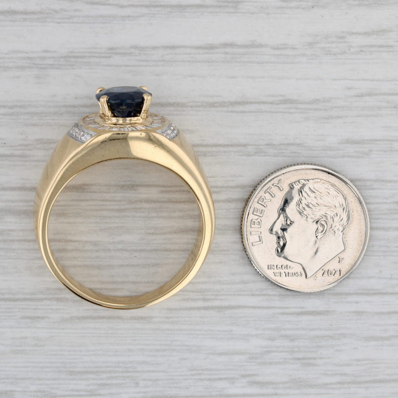 Gray 3.18ctw Oval Blue Sapphire Diamond Halo Ring 18k Yellow Gold Size 11