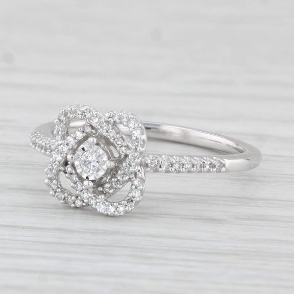 0.22ctw Diamond Knot Ring 10k White Gold Size 7 Engagement