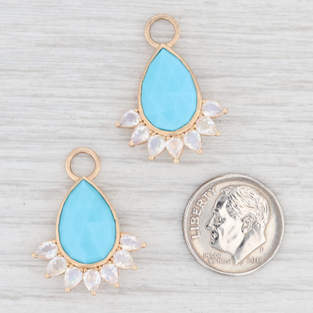 New Nina Wynn Earring Enhancer Charms Imitation Turquoise Moonstone 18k Gold