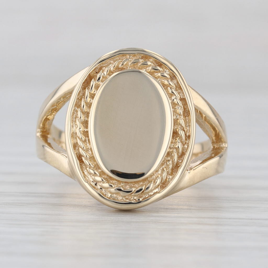 Engravable Oval Signet Ring 10k Yellow Gold Size 7.25