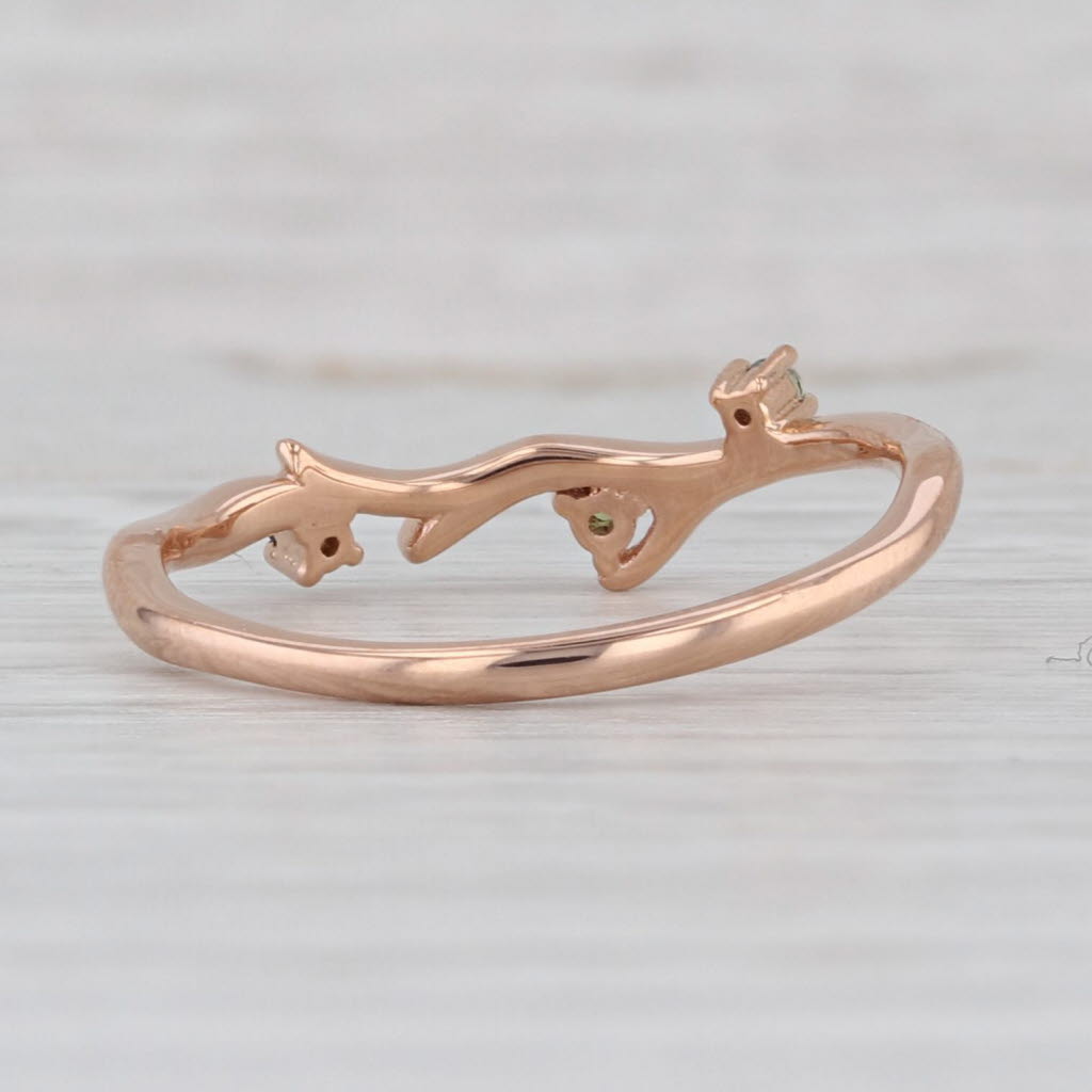 Green Sapphire Ring 18k Rose Gold Size 6.5 Stackable Contoured Wedding Band