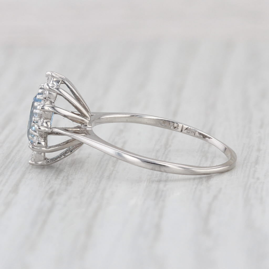 1.34ctw Aquamarine Diamond Halo Ring 14k White Gold Size 8.5 Engagement