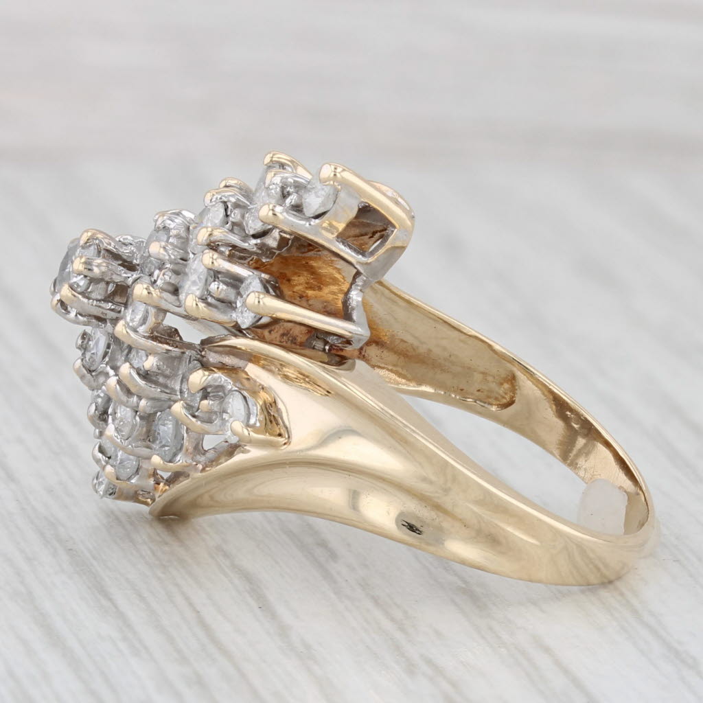 Light Gray 1.53ctw Diamond Cluster Bypass Ring 10k Yellow Gold Size 7.5 Cocktail