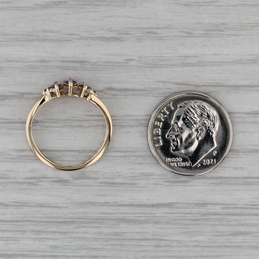 0.51ctw Tanzanite Diamond Ring 10k Yellwo Gold Marquise 3-Stone Size 4.25