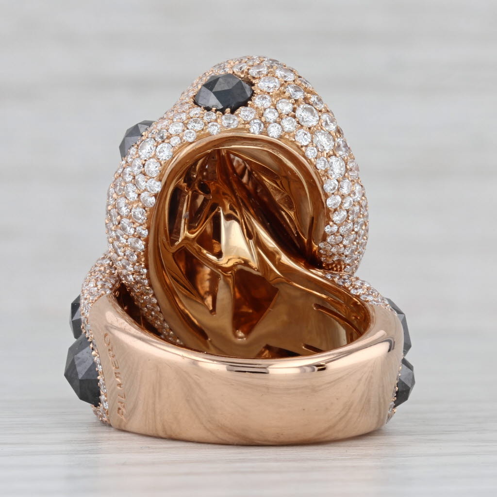 Palmiero 9.27ctw Black White Diamond Knot Ring 18k Yellow Gold Size 7 Cocktail