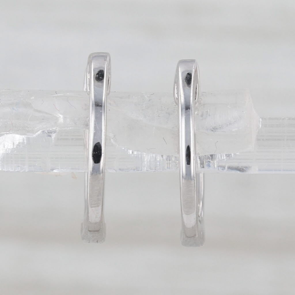 0.20ctw Diamond Hoop Huggie Earrings 10k White Gold Hinged Snap Top Round Hoops