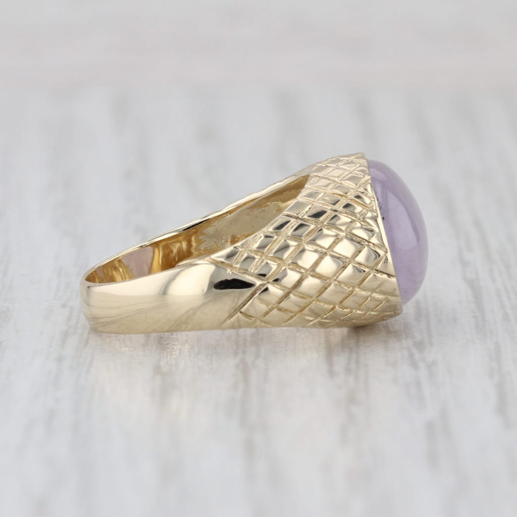 Lavender Jadeite Jade Cabochon Ring 14k Yellow Gold Size 7-7.25