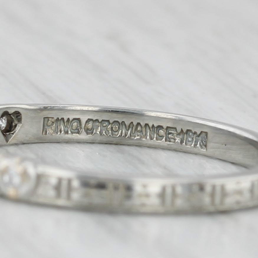 Gray Vintage Diamond Hearts Wedding Ring 18k White Gold Size 6.75 Stackable Band