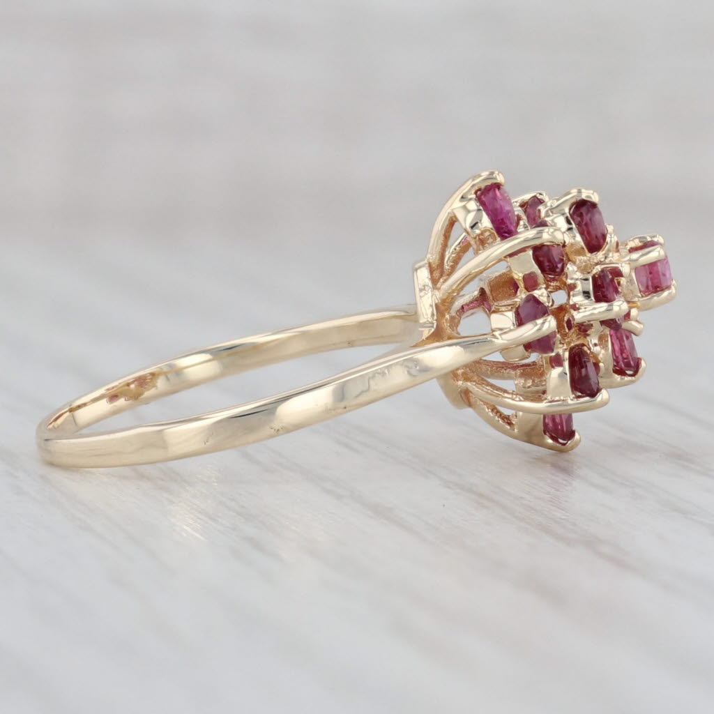 Gray 1.50ctw Ruby Flower Cluster Ring 14k Yellow Gold Size 7.5