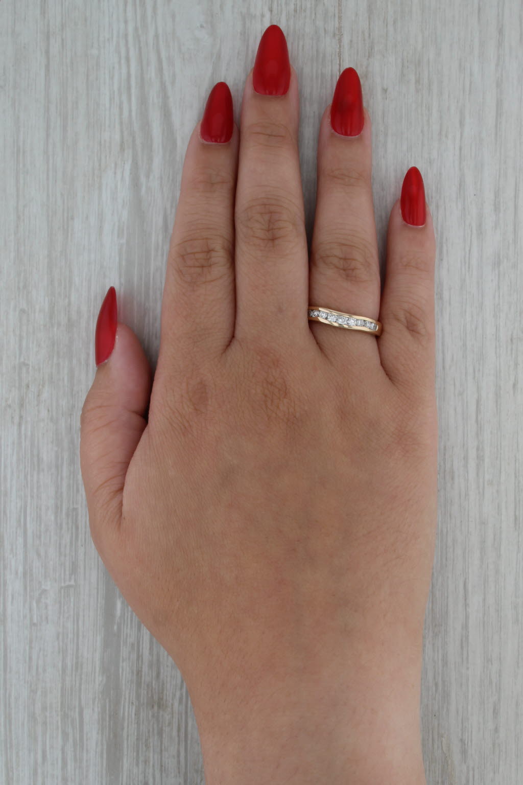 0.45ctw Curved Diamond Wedding Band 14k Gold Size 8.5 Anniversary Stackable