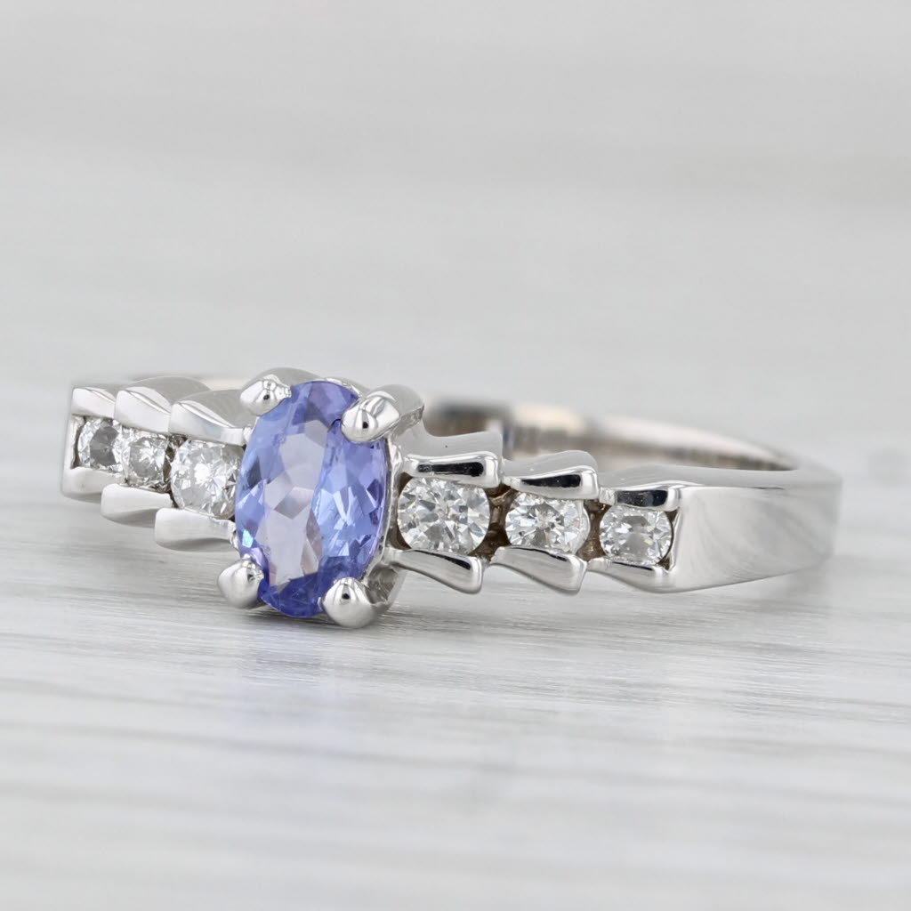 Light Gray 0.65ctw Tanzanite Diamond Ring 14k White Gold Size 7