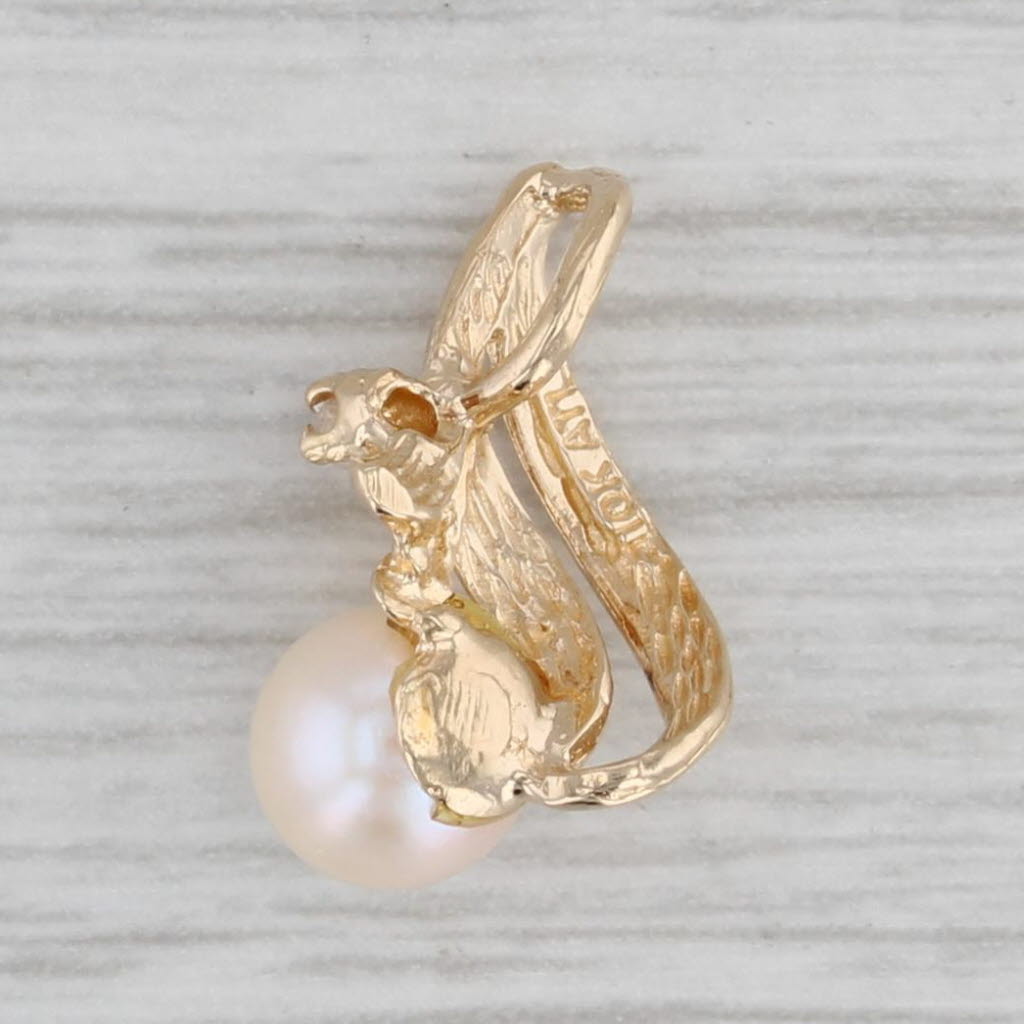 Gray Cultured Pearl Diamond Pendant 10k Yellow Gold