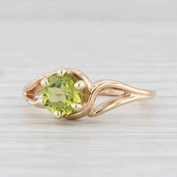 Light Gray 0.85ct Round Peridot Solitaire Ring 10k Yellow Gold Size 5.5 Church & Co Vintage