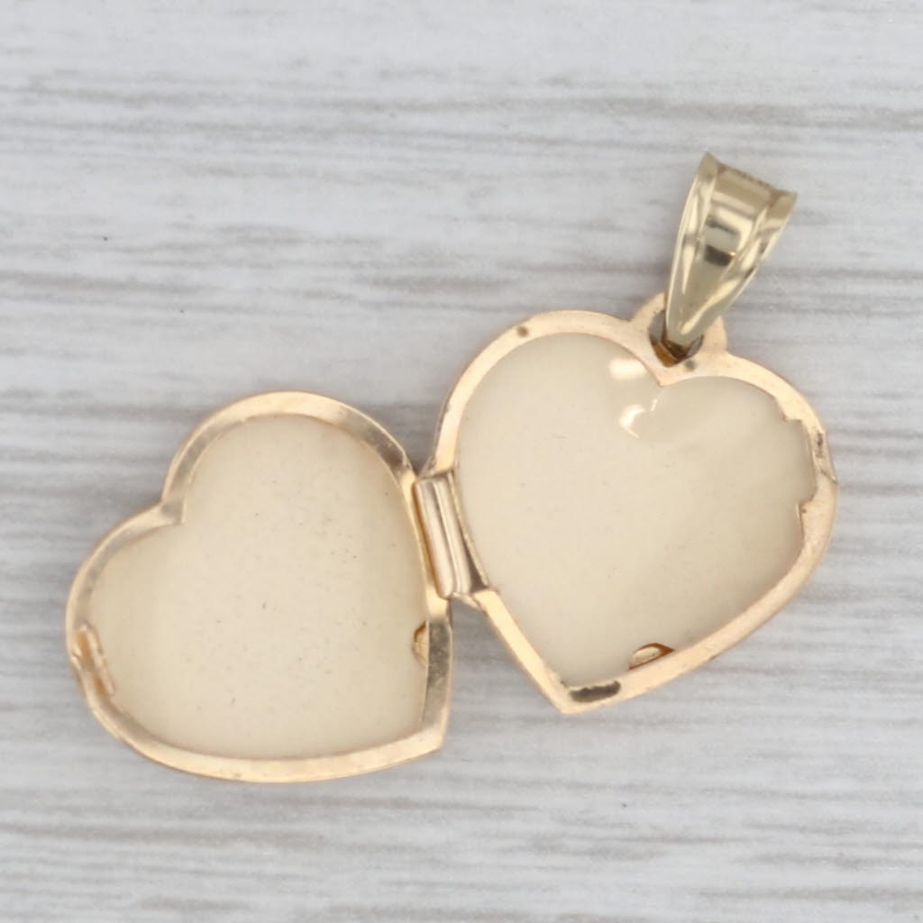 Guardian Angel Cherub Heart Picture Locket Pendant 10k Yellow Gold
