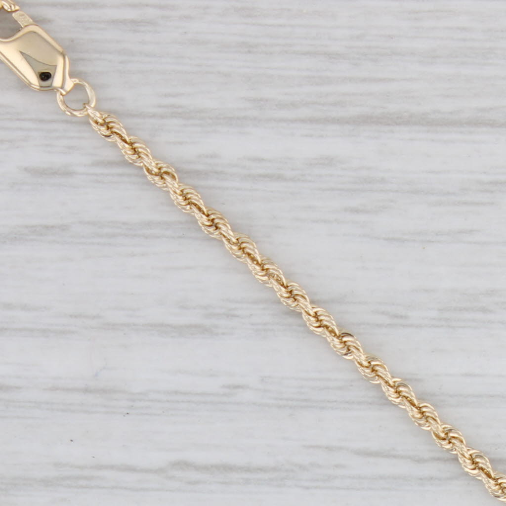 Light Gray 18" Rope Chain Necklace 14k Yellow Gold 2mm Lobster Clasp