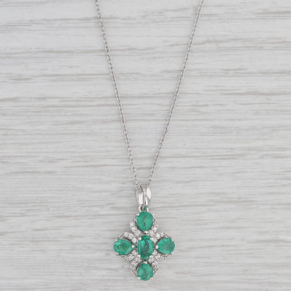 2.08ctw Emerald Zircon Flower Pendant Necklace Sterling Silver 19.5" Cable Chain