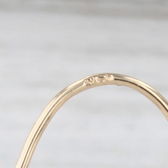 Light Gray Diamond Hollow Hoop Earrings 14k Yellow Gold Light Weight Round Hoops