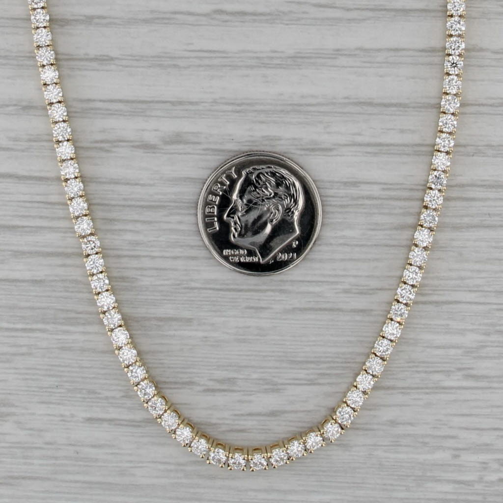 New 11.08ctw Lab Grown Diamond Tennis Necklace 14k Yellow Gold 17" VS2 F-G