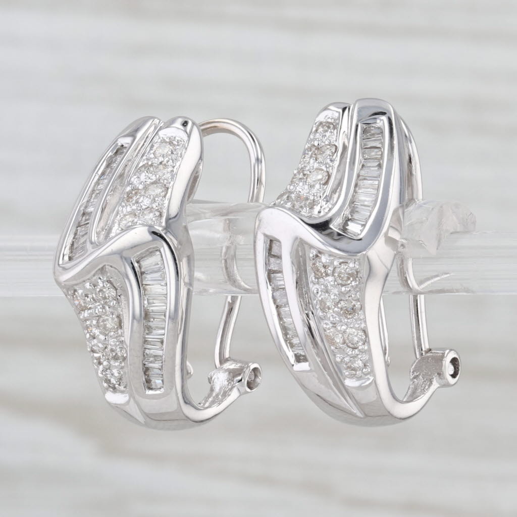 0.62ctw Diamond Drop Earrings 14k White Gold Omega Backs