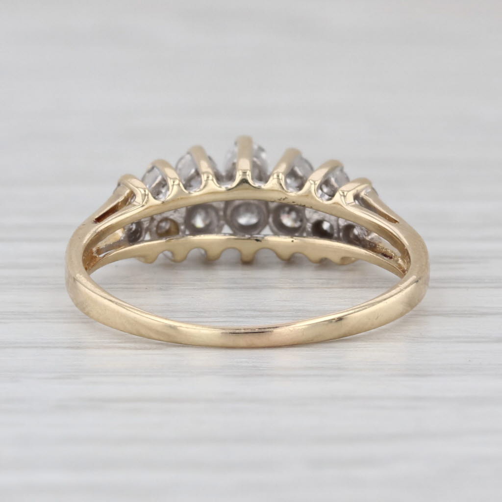 0.45ctw Diamond Pyramid Rooftop Ring 14k Yellow Gold Stackable Wedding Band Size 7